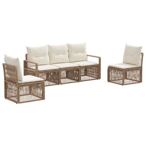 vidaXL Gartensofa-set 5 stk. Beige Poly-Rattan