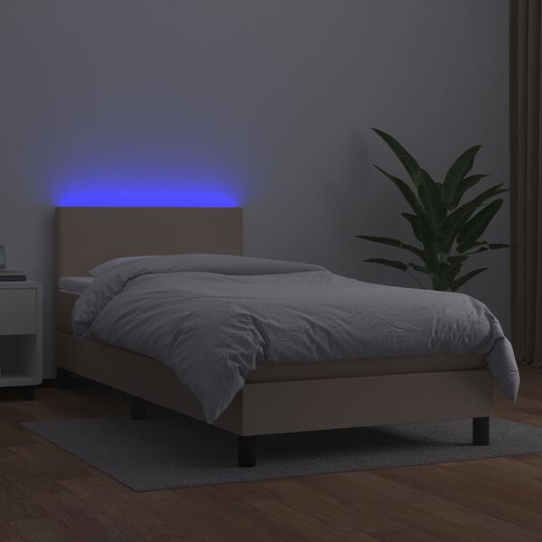 vidaXL Boxspringbett mit Matratze & LED Cappuccino-Braun 90x200cm