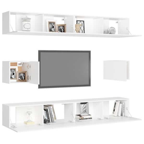 vidaXL 6-tlg. TV-Schrank-Set Weiß Holzwerkstoff