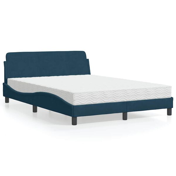 vidaXL Bett mit Matratze "Dover" Blau 140x190 cm Samt