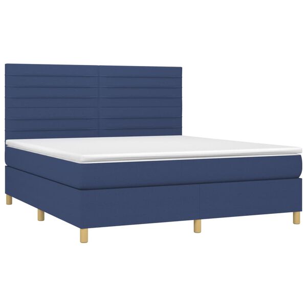 vidaXL Boxspringbett mit Matratze Blau 160x200 cm Stoff