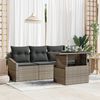 vidaXL Garten-Sofa-Set mit Kissen 5 pcs Grau Poly-Rattan