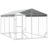 vidaXL Outdoor-Hundezwinger mit Dach Silbern 3x4,5x2,5m Stahl Verzinkt