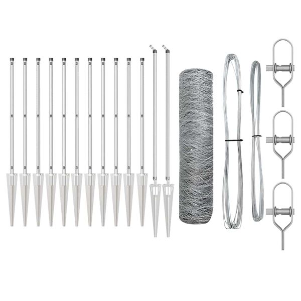 vidaXL Zaunpfosten Silber 10 x 0,6 m (36 mm Netz) Stahl