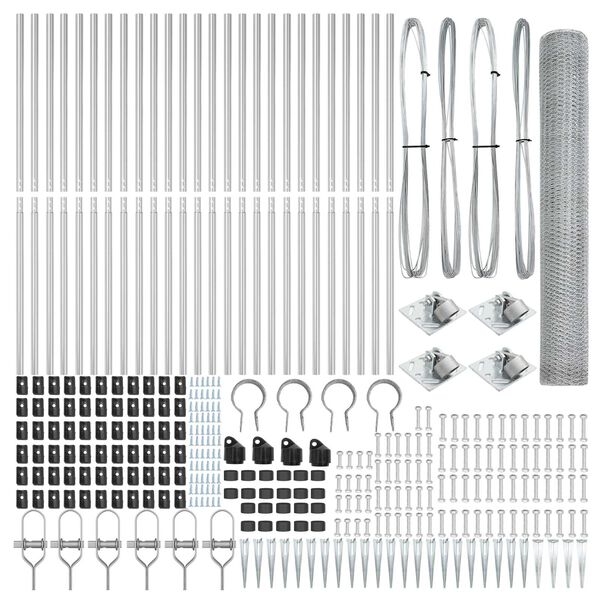 vidaXL Zaunpfosten Silber 50 x 1,2 m (13 mm Gitter) Stahl