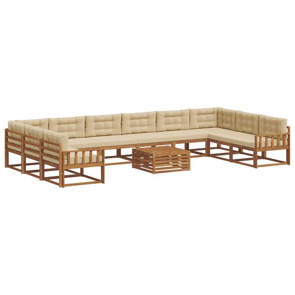 vidaXL Outdoor-Sofagarnitur mit Kissen 11 pcs Natur und Beige