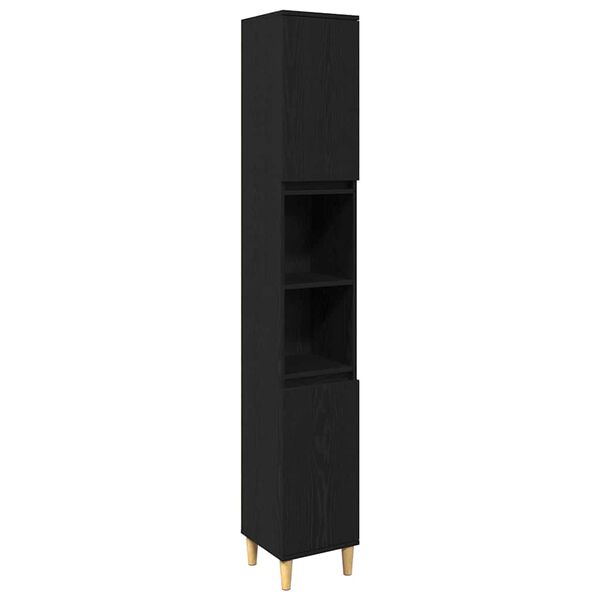 vidaXL Badezimmerm&ouml;bel-Set mit Speicher 3 pcs Schwarz Holzwerkstoff