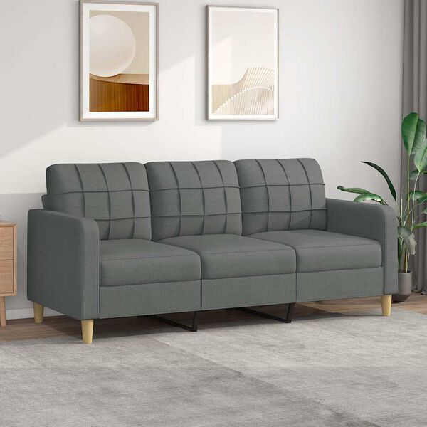 vidaXL 3-Sitzer-Sofa Dunkelgrau 180 cm Stoff