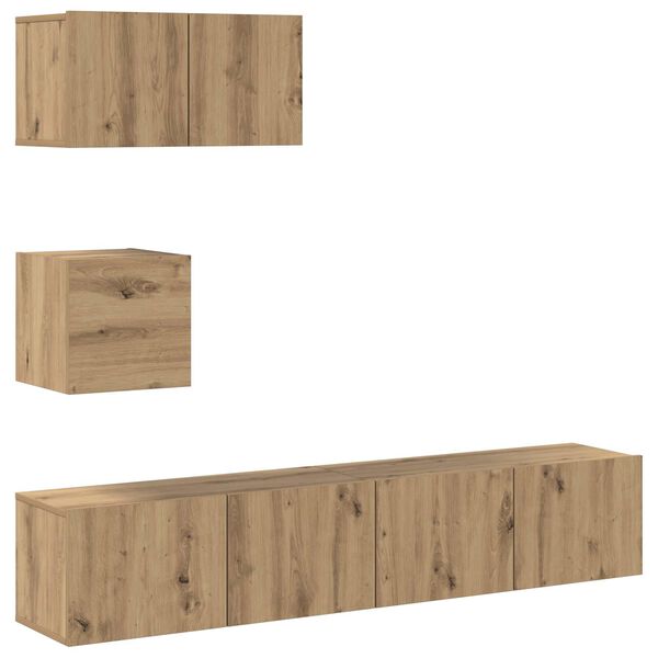 vidaXL TV-Schrankset Wandmontiert 3 pcs Artisan-Eiche Holzwerkstoff