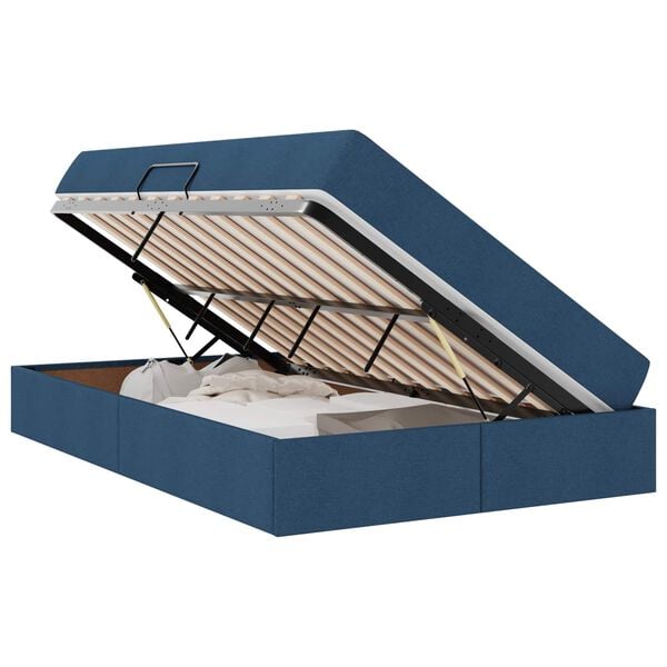 vidaXL Aufbewahrungsbett mit Matratze Blau 120 x 200 cm Polyester