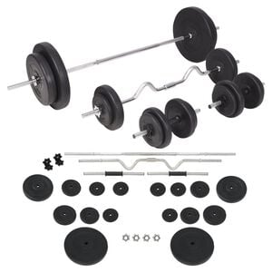 vidaXL Langhantel- und Kurzhantelset 90 kg