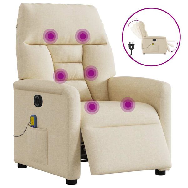 vidaXL Massagesessel Elektrisch Creme Stoff