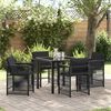 vidaXL Garten Essgruppe 5 pcs Schwarz Poly-Rattan