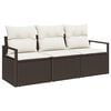 vidaXL Gartensofa-set 3 stk. Braun und Wei&szlig; Poly-Rattan