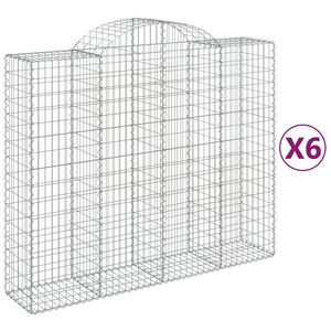vidaXL Gabionen mit Hochbogen 6 Stk. 200x50x160/180cm Verzinktes Eisen