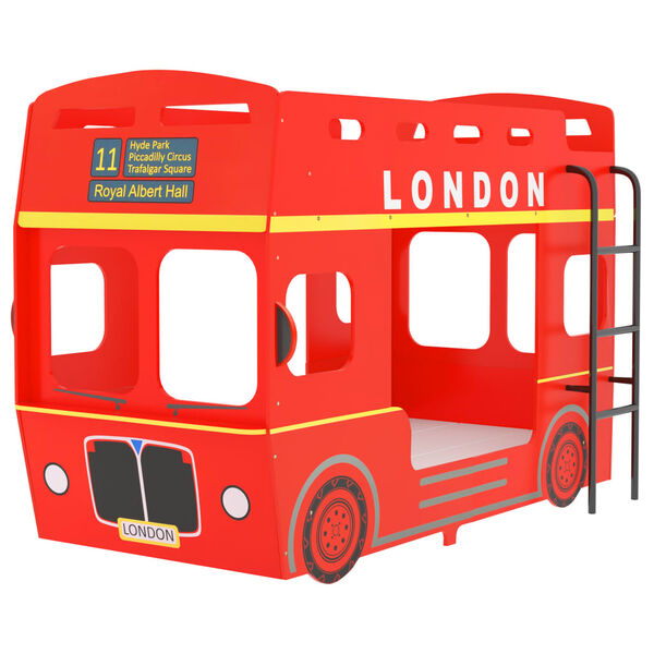vidaXL Etagenbett Londoner Bus Rot MDF 90x200 cm