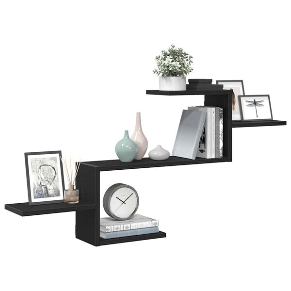 vidaXL Wandregal Schwarz Eichen-Optik 104x15x49 cm Holzwerkstoff