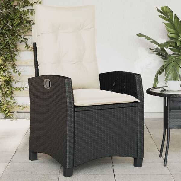 vidaXL Gartensessel mit Kissen 2 Stk. Verstellbar Schwarz Poly Rattan