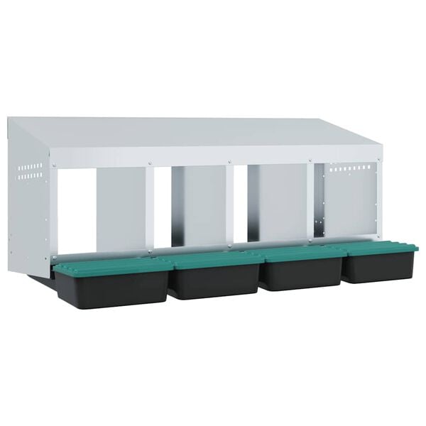 vidaXL H&uuml;hner-Nistkasten 4 F&auml;cher Wandmontage Verzinkter Stahl