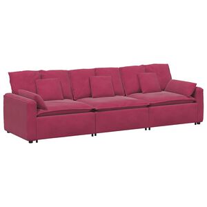 vidaXL Modulares Sofa mit Kissen Weinrot