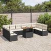 vidaXL Garten-Sofa-Set mit Kissen mit Kissen 11 pcs Schwarz und Creme