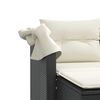 vidaXL Gartensofa 2-Sitzer mit Dach und Hockern Schwarz Poly Rattan