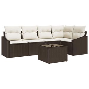 vidaXL Sofa Set mit Kissen 6 pcs Braun Poly Rattan