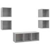 vidaXL 5-tlg. TV-Schrank-Set Betongrau Holzwerkstoff