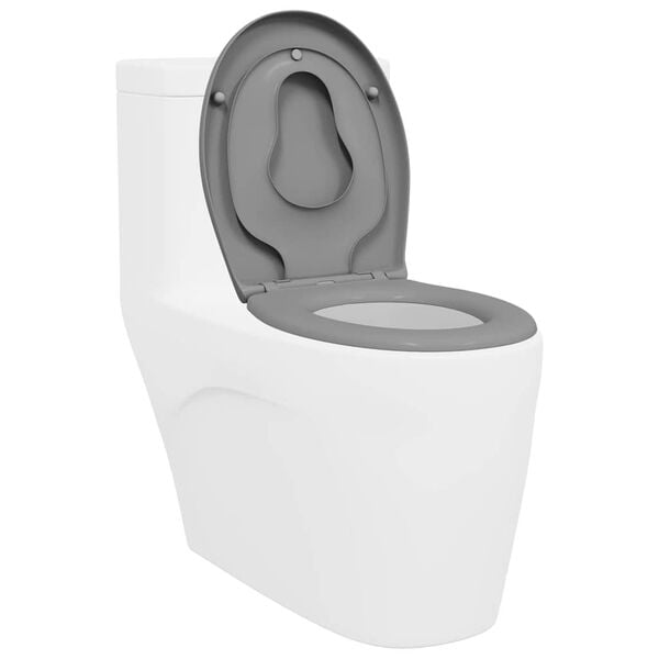 vidaXL Toilettensitz Grau 44,5 x 37,3 x 4,3 cm Duroplast