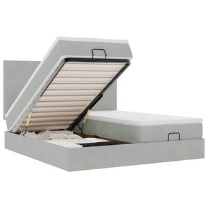 vidaXL Ottoman-Bett mit Matratzen Hellgrau 160x200 cm Samt