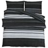 vidaXL Bettw&auml;sche-Set Schwarz Gestreift 140x200 cm Baumwolle