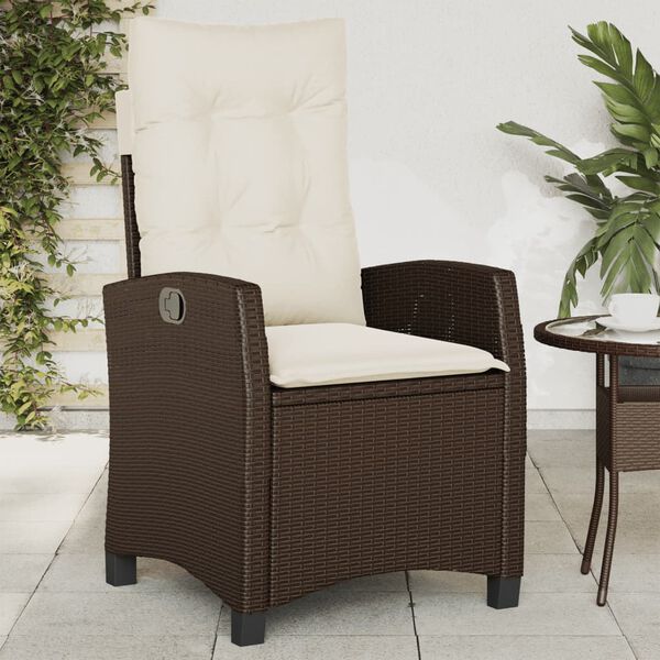 vidaXL Gartensessel mit Kissen 2 Stk. Verstellbar Braun Poly Rattan