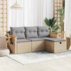vidaXL 4-tlg. Garten-Sofagarnitur mit Kissen Beige Poly Rattan