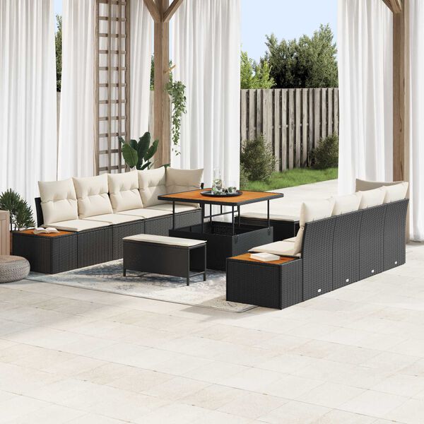 vidaXL Gartensofa-set 11 pcs Schwarz Poly-Rattan