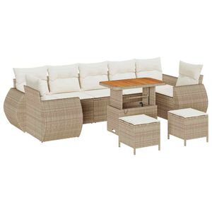 vidaXL Gartensofa-set 10 pcs Beige Poly-Rattan