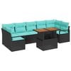 vidaXL Garten-Sofa-Set mit Kissen 8 pcs Schwarz und Teal