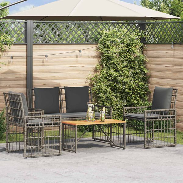 vidaXL Gartenm&ouml;bel Set 4 pcs Schwarz und Dunkelgrau