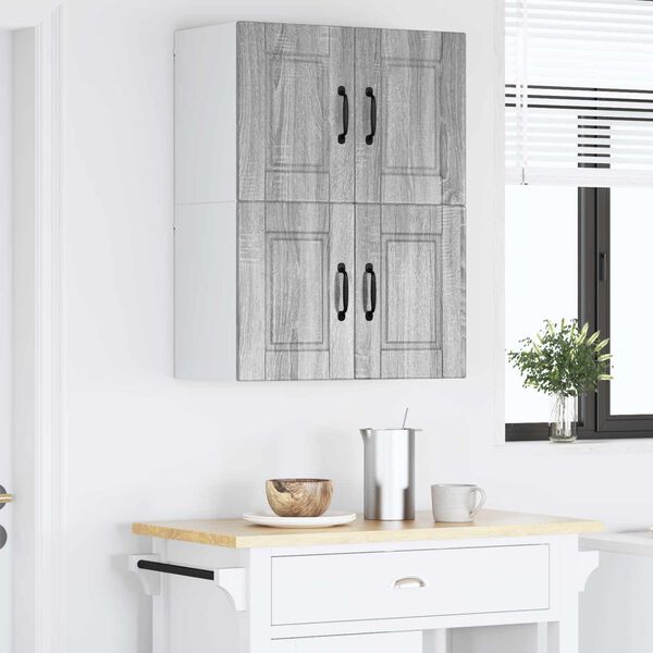 vidaXL K&uuml;chenschrank 2 pcs Graues Sonoma 60 x 31 x 40 cm Holzwerkstoff