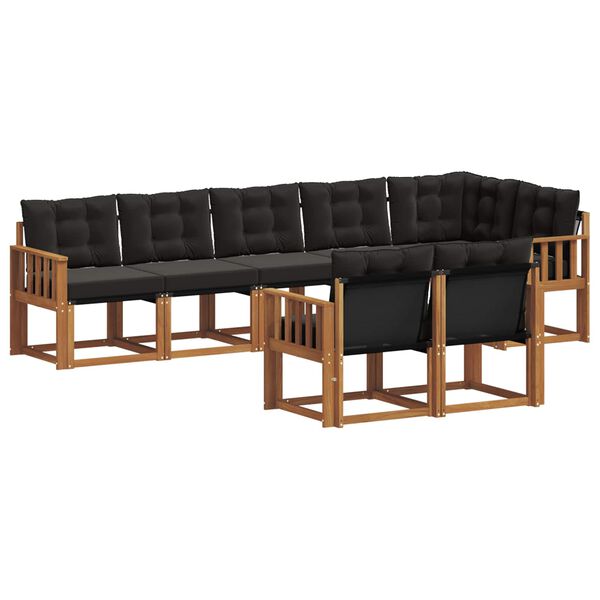 vidaXL Outdoor-Sofagarnitur mit Kissen 8 pcs Nat&uuml;rlich und Schwarz