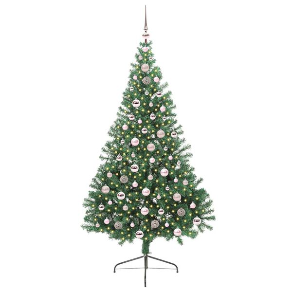 vidaXL K&uuml;nstlicher vorbeleuchteter Weihnachtsbaum Gr&uuml;n 210 cm PVC