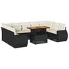 vidaXL 10-tlg. Garten-Sofagarnitur mit Kissen Schwarz Poly Rattan