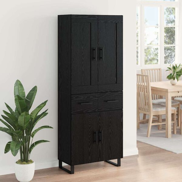 vidaXL Highboard Schwarz Eichen-Optik 69,5 x 34 x 180 cm Holzwerkstoff