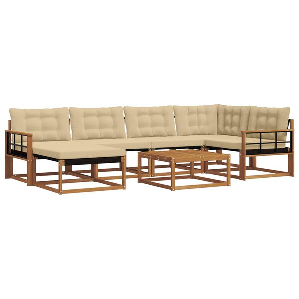 vidaXL Outdoor-Sofagarnitur 19 pcs Natur und Beige Massivholz Akazie