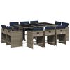 vidaXL 11-teiliges Garten-Ess-Set mit Kissen, grau, Polyrattan