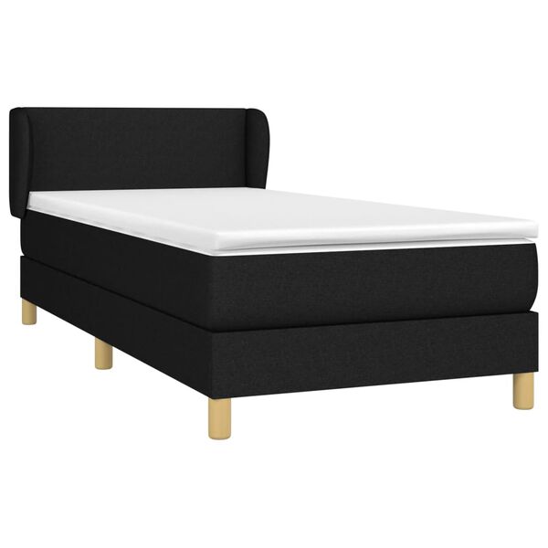 vidaXL Boxspringbett mit Matratze Schwarz 90x200 cm Stoff