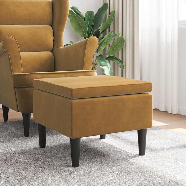 vidaXL Hocker mit Holzbeinen Braun Samt