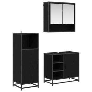 vidaXL Badezimmerm&ouml;bel-Set 3 stk. Schwarz Eichen-Optik