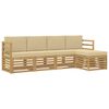 vidaXL Outdoor-Sofagarnitur 5 Stk. Wei&szlig; und Beige Polyester