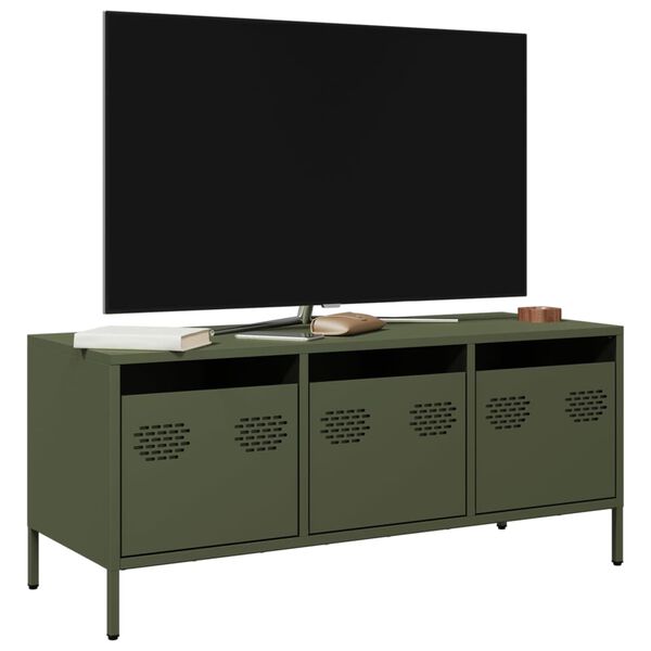vidaXL TV-Schrank Olivgr&uuml;n 101,5x39x43,5 cm Kaltgewalzter Stahl