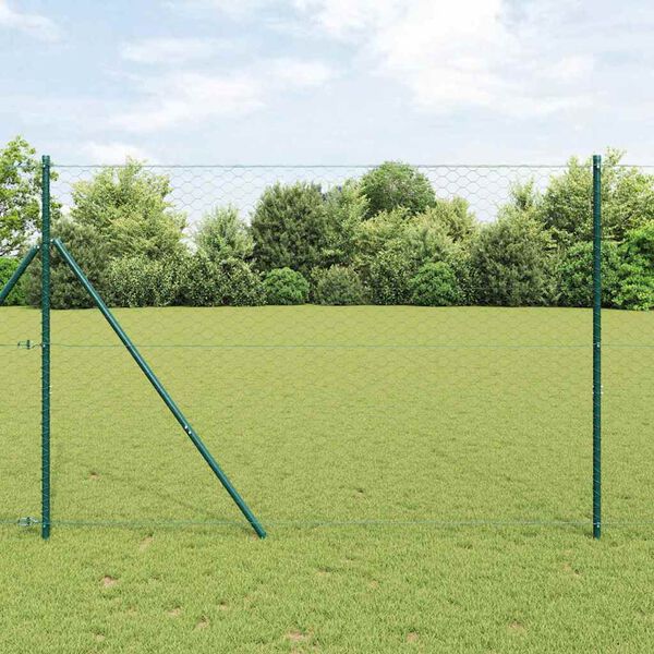 vidaXL Zaunpfosten Grau 50 x 1,6 m (50 mm Maschenweite) Stahl und PVC